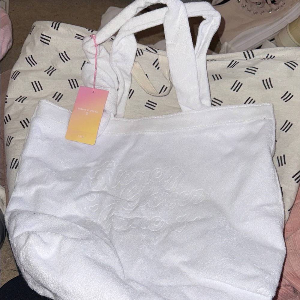 Stoney Clover Lane White Terry Tote